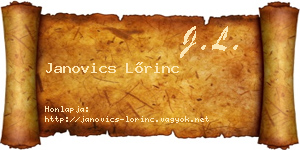 Janovics Lőrinc névjegykártya